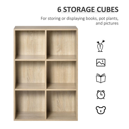 Six-Cube Oak Wood Effect Bookcase - Oak Tone