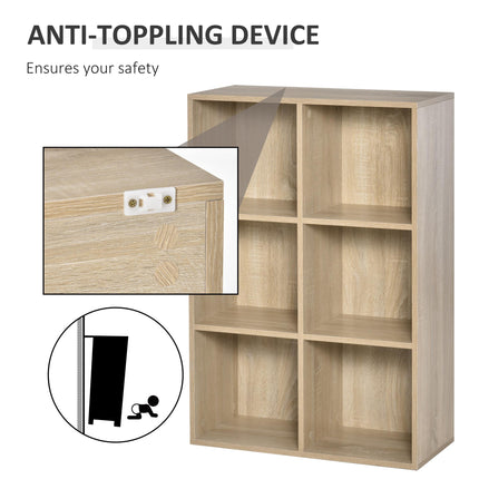 Six-Cube Oak Wood Effect Bookcase - Oak Tone