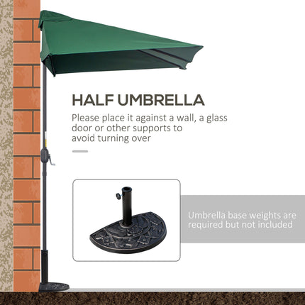 2.3 Metre Half Round Garden Parasol With Crank Handle - Green