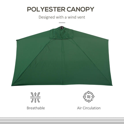 2.3 Metre Half Round Garden Parasol With Crank Handle - Green