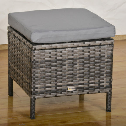 8-Seater Garden Rattan Corner Dining Sofa Set with Coffee Table and Cushions - Grey