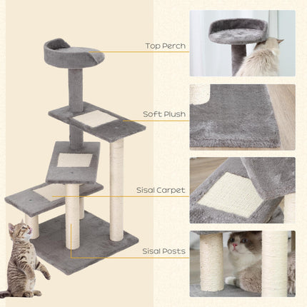 Cat Tower Kitten Scratching Sisal Post Climbing Activity Centre - Grey