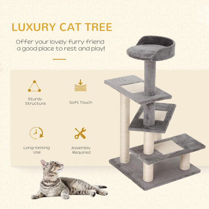 Cat Tower Kitten Scratching Sisal Post Climbing Activity Centre - Grey