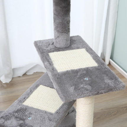Cat Tower Kitten Scratching Sisal Post Climbing Activity Centre - Grey