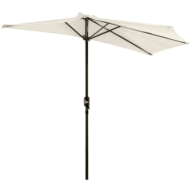 3m Half Round Wall-Mount Umbrella Parasol - White