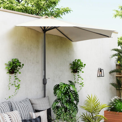 3m Half Round Wall-Mount Umbrella Parasol - White