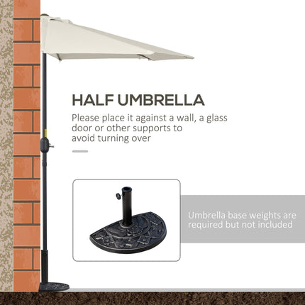 3m Half Round Wall-Mount Umbrella Parasol - White
