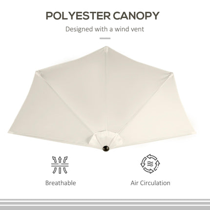 3m Half Round Wall-Mount Umbrella Parasol - White