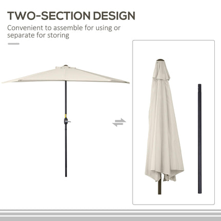 3m Half Round Wall-Mount Umbrella Parasol - White