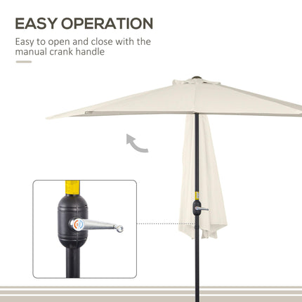 3m Half Round Wall-Mount Umbrella Parasol - White