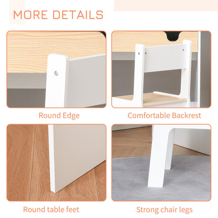 Kids 2 Piece Desk and Chair Set with Storage Drawer MDF - White