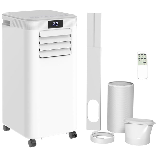8000 BTU 4-in-1 Portable Air Conditioner with Remote, LED Display & Timer - White/Grey