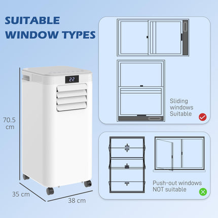 8000 BTU 4-in-1 Portable Air Conditioner with Remote, LED Display & Timer - White/Grey