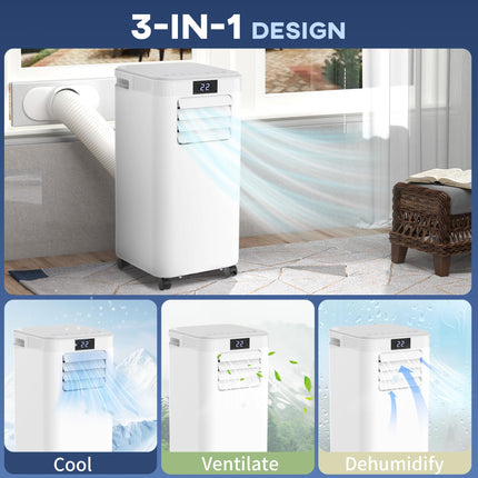 8000 BTU 4-in-1 Portable Air Conditioner with Remote, LED Display & Timer - White/Grey