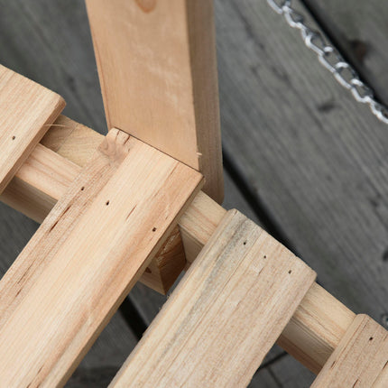 Small Fir Wooden Garden Bridge, Arch Walkway with Metal Chain Railings for Lands