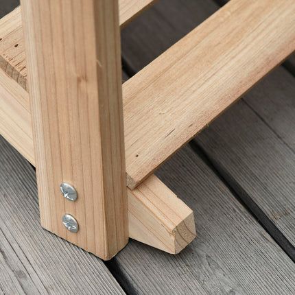 Small Fir Wooden Garden Bridge, Arch Walkway with Metal Chain Railings for Lands