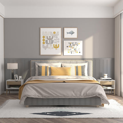Modern Bedside Table with Drawer and Shelf - White