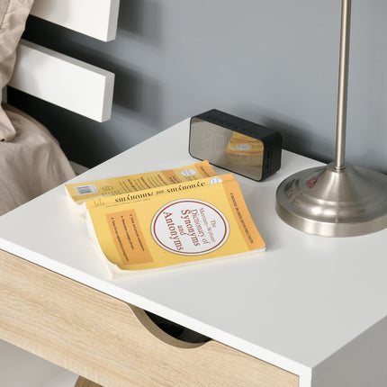 Modern Bedside Table with Drawer and Shelf - White