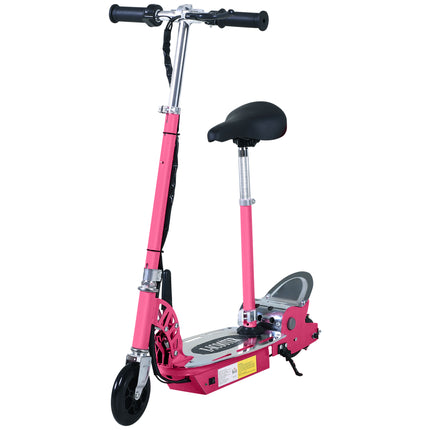 120W Foldable Kids Powered Scooter with 24V Rechargeable Battery Adjustable Ride-On Toy - Pink