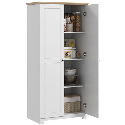 172cm Wooden Storage Cabinet Cupboard with 2 Doors and 4 Shelves - White