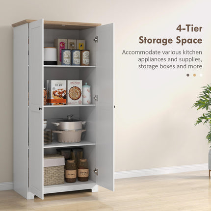 172cm Wooden Storage Cabinet Cupboard with 2 Doors and 4 Shelves - White
