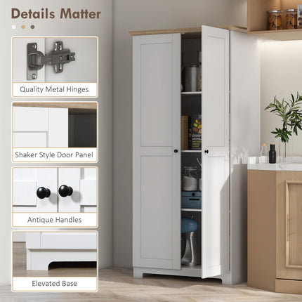 172cm Wooden Storage Cabinet Cupboard with 2 Doors and 4 Shelves - White