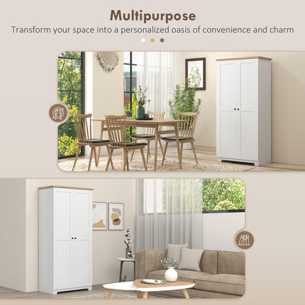172cm Wooden Storage Cabinet Cupboard with 2 Doors and 4 Shelves - White