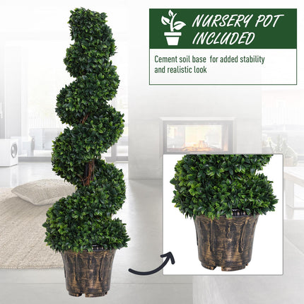 Set of 2 Artificial Boxwood Spiral Topiary Trees 120cm - Green