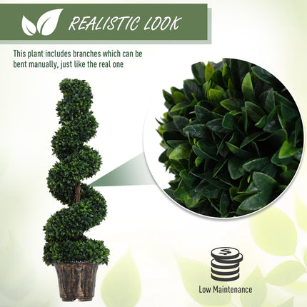 Set of 2 Artificial Boxwood Spiral Topiary Trees 120cm - Green