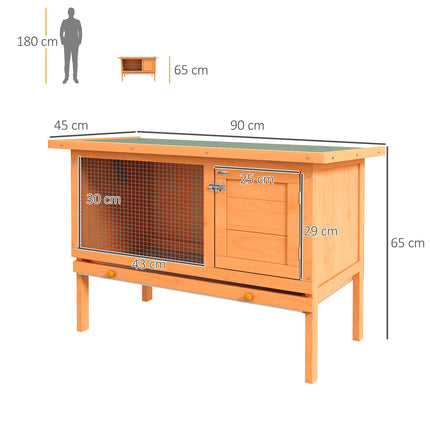 Rabbit Hutch Outdoor Guinea Pig Hutch Bunny Cage Shelter Outdoor, 90 x 45 x 65cm