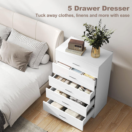 High Gloss 3 Piece Bedroom Furniture Set Wardrobe, Chest of Drawers & Bedside - White