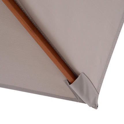 2m x 1.5m Patio Garden Parasol with Fir Wooden Pole, 6 Ribs, Tilt Mechanism - Grey