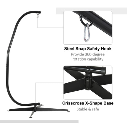 Heavy Duty Steel Hanging Hammock Chair Stand with 360° Rotation - Black