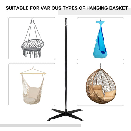 Heavy Duty Steel Hanging Hammock Chair Stand with 360° Rotation - Black