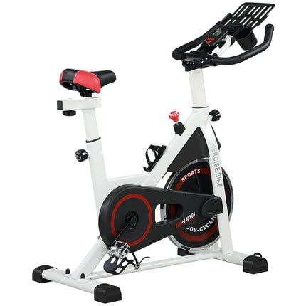 Upright Exercise Bike with Adjustable Resistance and LCD Display - White