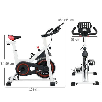 Upright Exercise Bike with Adjustable Resistance and LCD Display - White