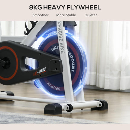 Upright Exercise Bike with Adjustable Resistance and LCD Display - White