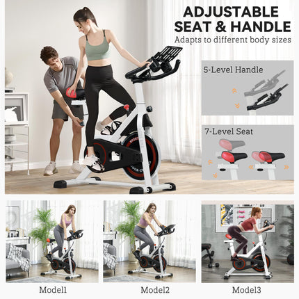 Upright Exercise Bike with Adjustable Resistance and LCD Display - White