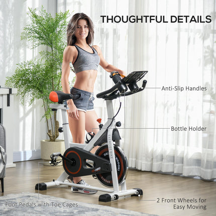 Upright Exercise Bike with Adjustable Resistance and LCD Display - White