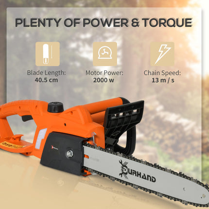 2000W Powerful Electric Chainsaw, 16" Aluminium Blade Portable Corded Chain Saw