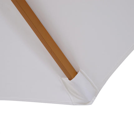 3 Metre Fir Wood Garden Parasol with Bamboo Ribs - Cream White