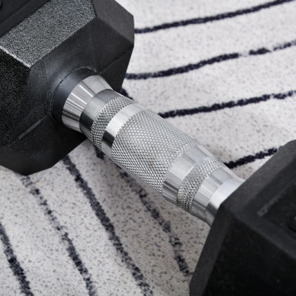 Set of 2 8kg Rubber Hex Dumbbells Non-Rolling Fitness Weights - Black
