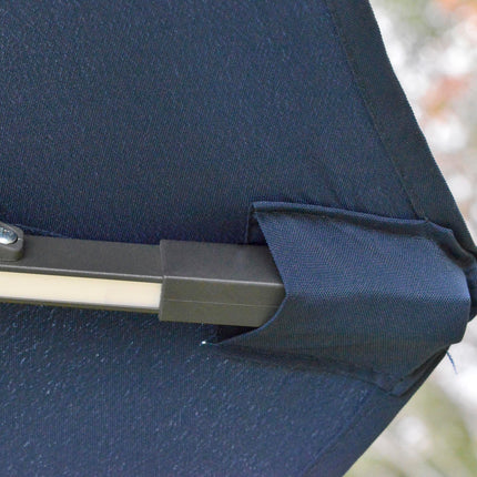 3 Metre Cantilever Parasol with Solar LED Light and Rotating Canopy - Blue