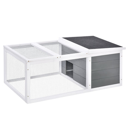 Wooden Indoor Outdoor Rabbit Hutch Small Animal Cage with UV-Resistant Asphalt Roof and Water-Repellent Paint - Natural Wood