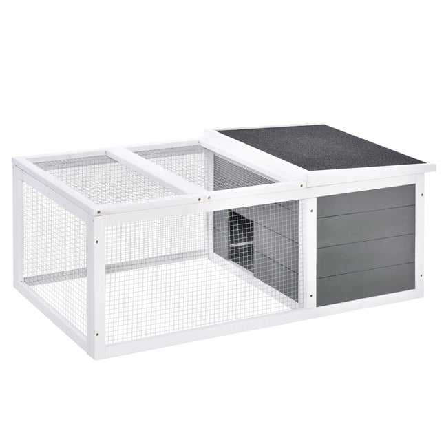 Wooden Indoor Outdoor Rabbit Hutch Small Animal Cage with UV-Resistant Asphalt Roof and Water-Repellent Paint - Natural Wood