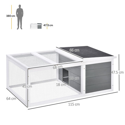 Wooden Indoor Outdoor Rabbit Hutch Small Animal Cage with UV-Resistant Asphalt Roof and Water-Repellent Paint - Natural Wood