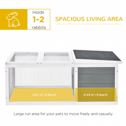 Wooden Indoor Outdoor Rabbit Hutch Small Animal Cage with UV-Resistant Asphalt Roof and Water-Repellent Paint - Natural Wood