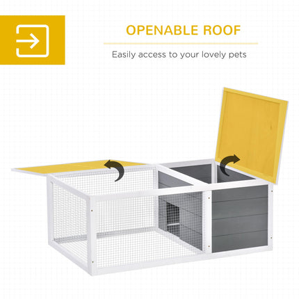 Wooden Indoor Outdoor Rabbit Hutch Small Animal Cage with UV-Resistant Asphalt Roof and Water-Repellent Paint - Natural Wood