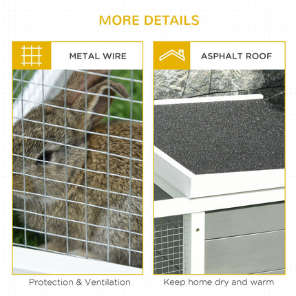 Wooden Indoor Outdoor Rabbit Hutch Small Animal Cage with UV-Resistant Asphalt Roof and Water-Repellent Paint - Natural Wood