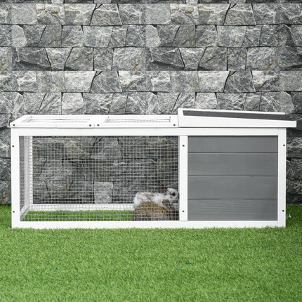 Wooden Indoor Outdoor Rabbit Hutch Small Animal Cage with UV-Resistant Asphalt Roof and Water-Repellent Paint - Natural Wood